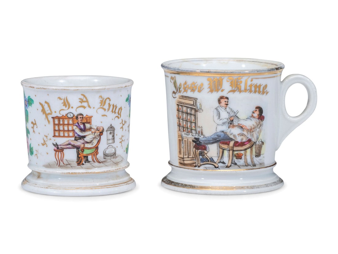 Two Barber's Porcelain Occupational Shaving Mugs (1 of 5)