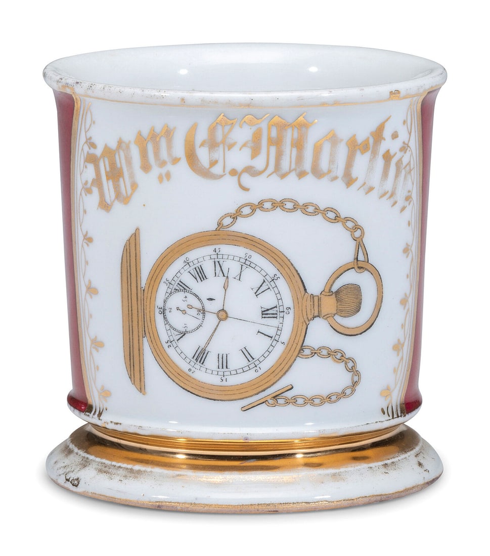 A Watchmaker's Porcelain Occupational Shaving Mug (1 of 4)