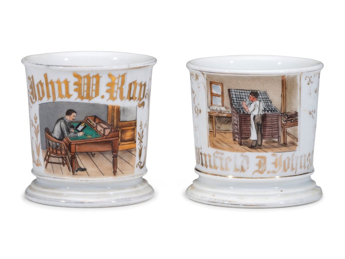 Two Porcelain Occupational Shaving Mugs (1 of 4)