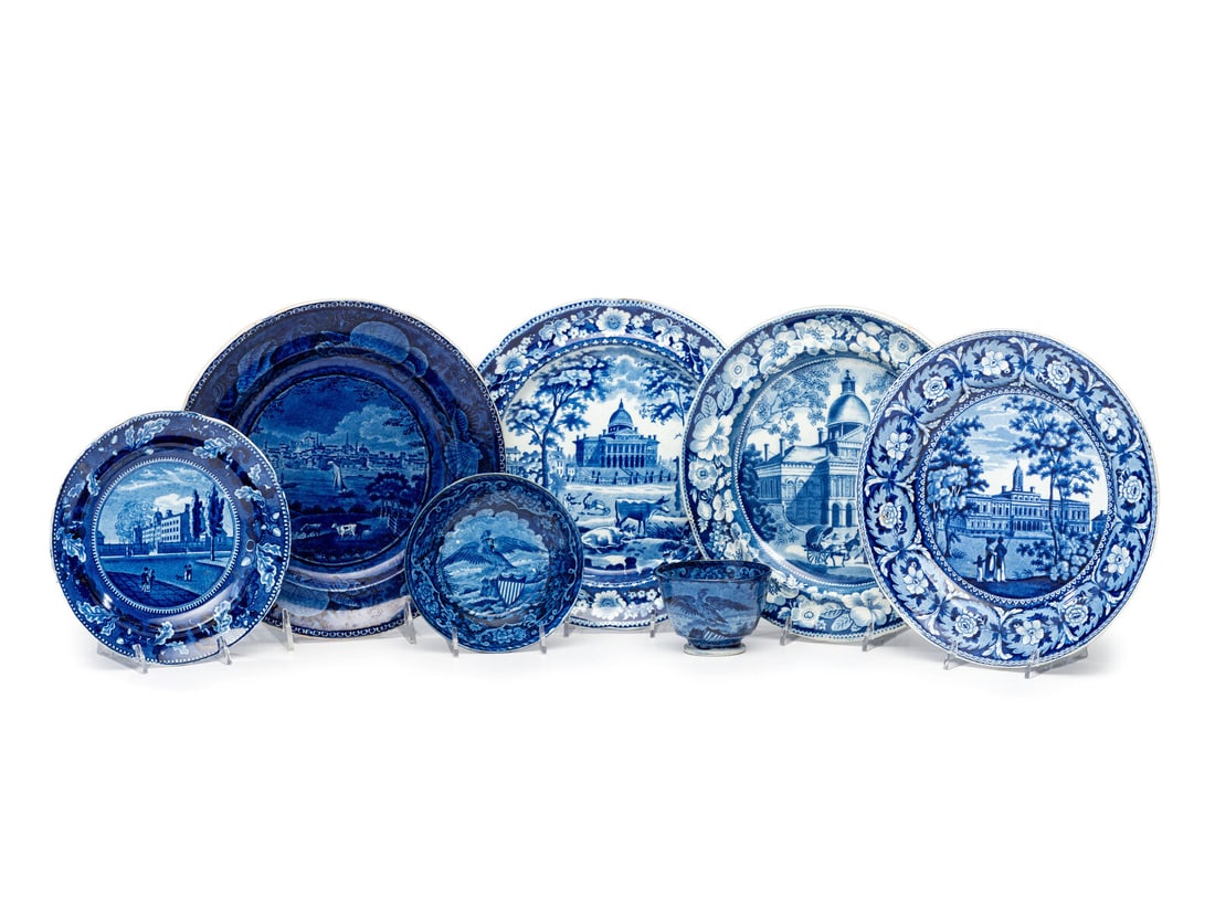 Seven Historical Blue Staffordshire Articles (1 of 8)