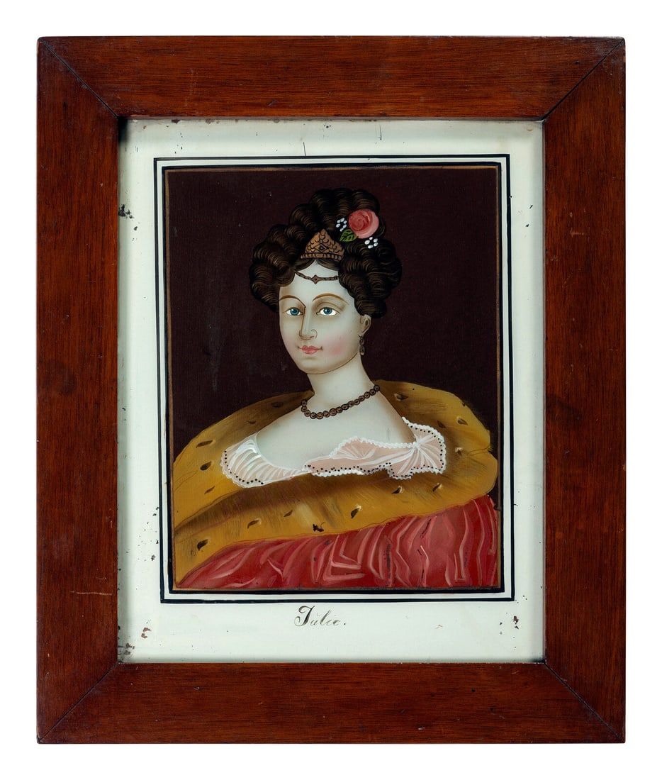 A Chinese Export Reverse Painted Glass Portrait of a Young Woman (1 of 4)