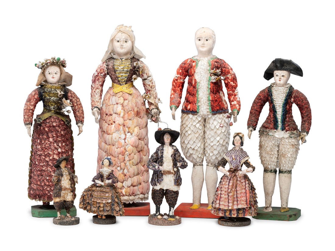 Eight Victorian Shellwork Figures (1 of 5)