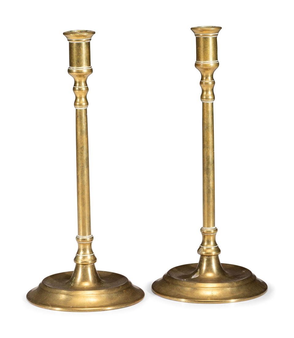 A Pair of Brass Tavern Candlesticks (1 of 3)