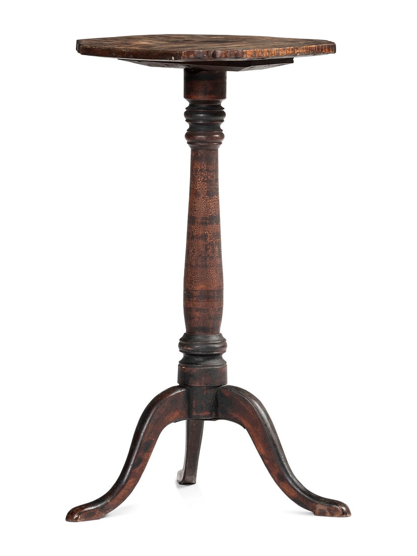 A Federal Turned and Stained Cherrywood Tablet-Top Candlestand (1 of 3)