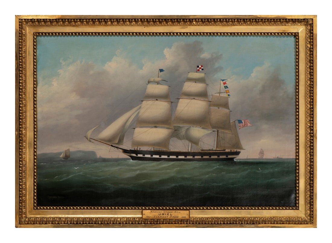 Clement Drew (American, 1806-1889): Clement Drew (American, 1806-1889) The Clipper Ship Uriel oil on canvas signed Clement Drew, lower left 23 1/4 x 35 inches.