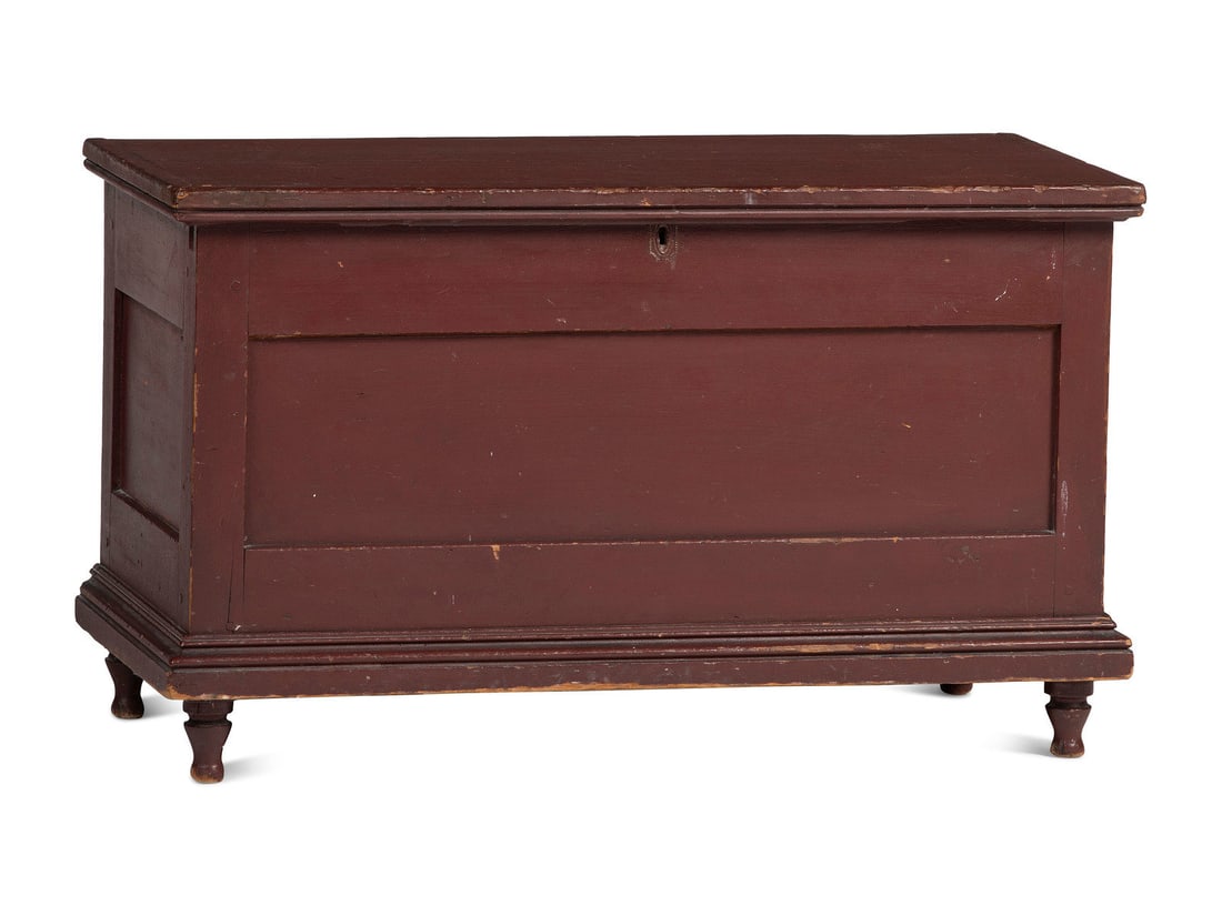 A Late Country Federal Red Painted Cherrywood Blanket Chest (1 of 4)