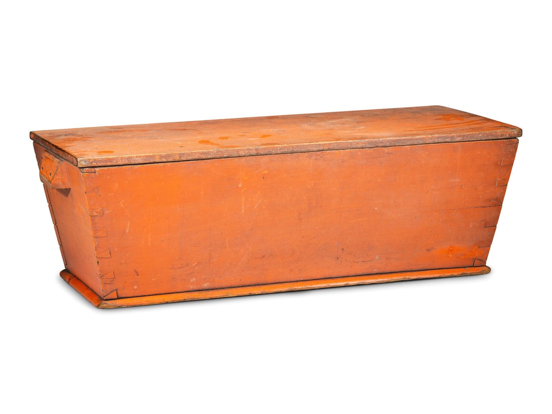 A Salmon Painted Poplar or Maple Dough Box (1 of 6)