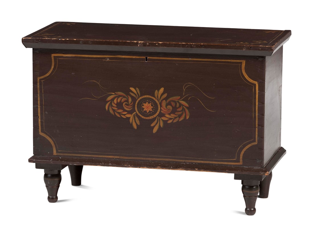A Classical Gilt and Paint Decorated Poplar Blanket Chest (1 of 6)