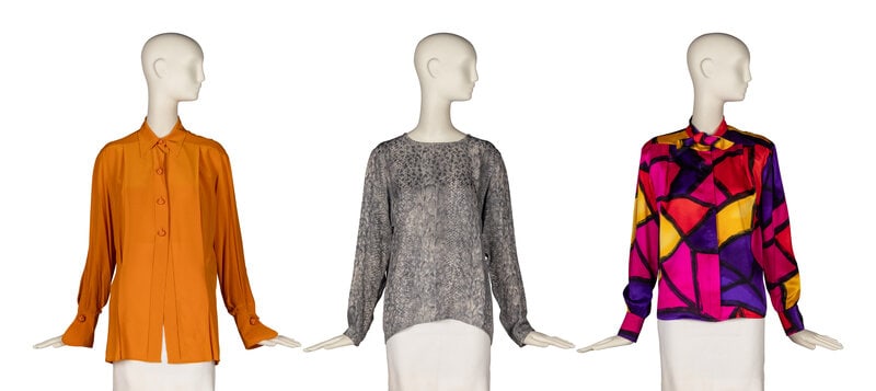 Three Designer Blouses by Gianfranco Ferré, Yves Saint Laurent, and Thierry Mugler, 1980-90s  (1 of 4)