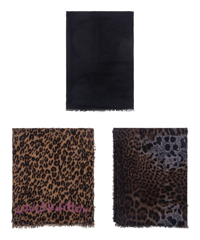 Three Designer Scarves by Yves Saint Laurent, Louis Vuitton, and Salvatore Ferragamo  (1 of 5)