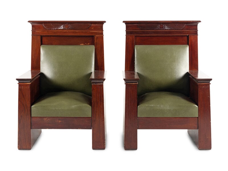 A Pair of Egyptian Revival Throne Chairs (1 of 4)
