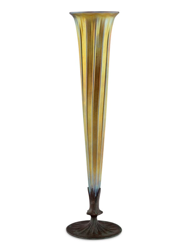 A Lundberg Studios Bronze Mounted Iridescent Glass Vase (1 of 5)