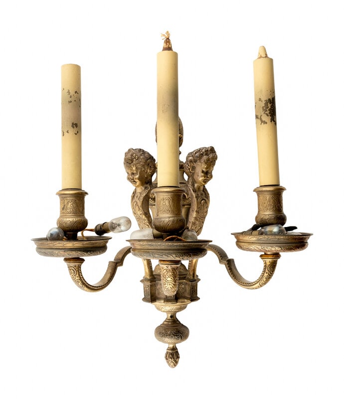 A Pair of Regence Style Silvered Bronze Three-Light Sconces (1 of 3)