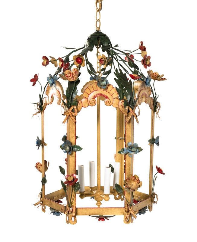 A French Painted Tole Hall Lantern (1 of 3)
