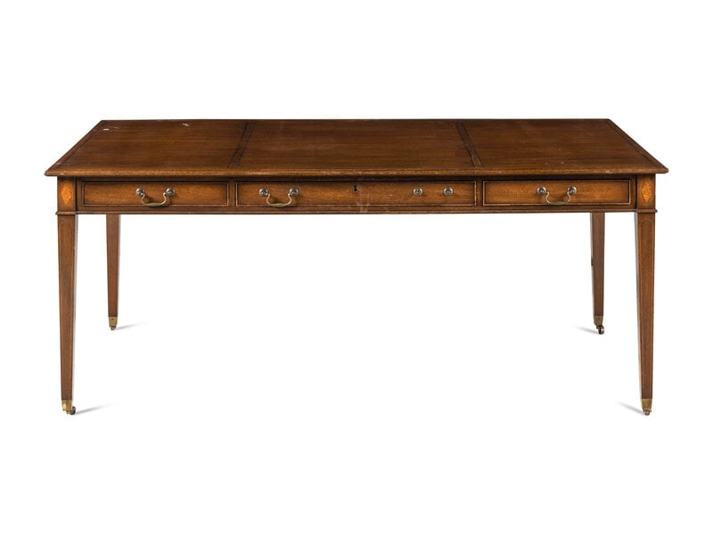 A Kittinger George III Style Satinwood Inlaid Mahogany Desk (1 of 4)