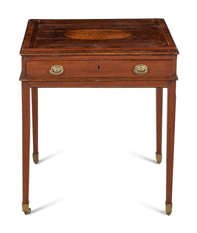 A George III Style Mahogany Drafting Table: A George III Style Mahogany Drafting Table 19th Century Height 30 x width 26 1/4 x depth 20 1/4 inches. This lot is located in Chicago. Property from the Collection of Catharine and
