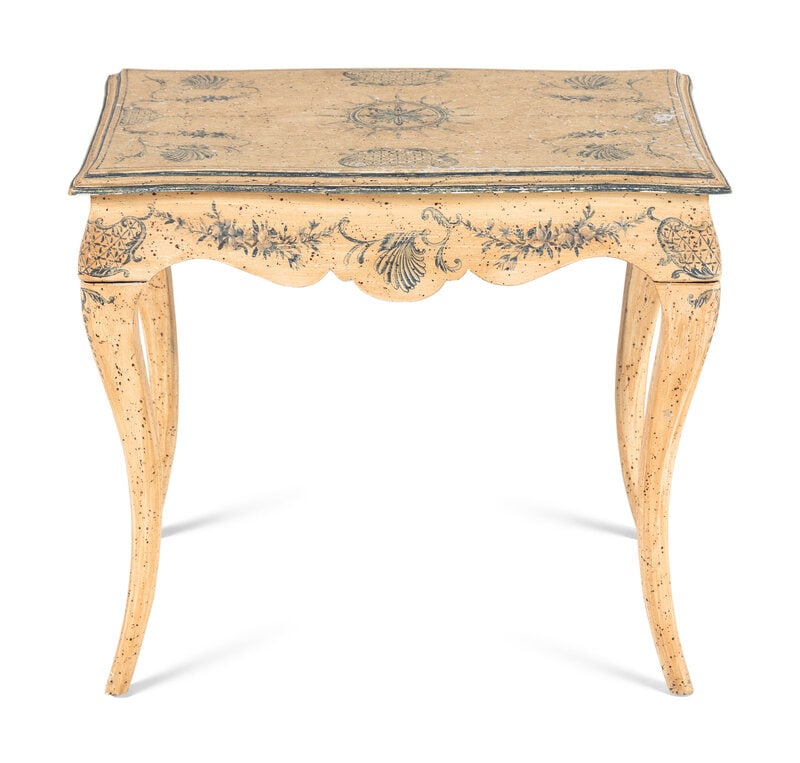 A Venetian Style Painted Side Table : A Venetian Style Painted Side Table 20th Century Height 25 x width 27 x depth 19 inches. This lot is located in Chicago. Property from the Collection of Catharine and David Hamilto