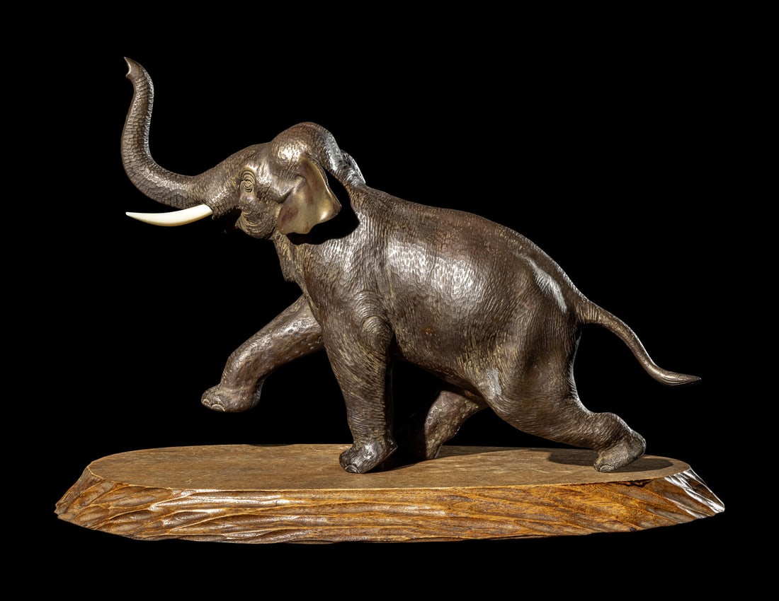 A Japanese Bronze Okimono of an Elephant (1 of 4)