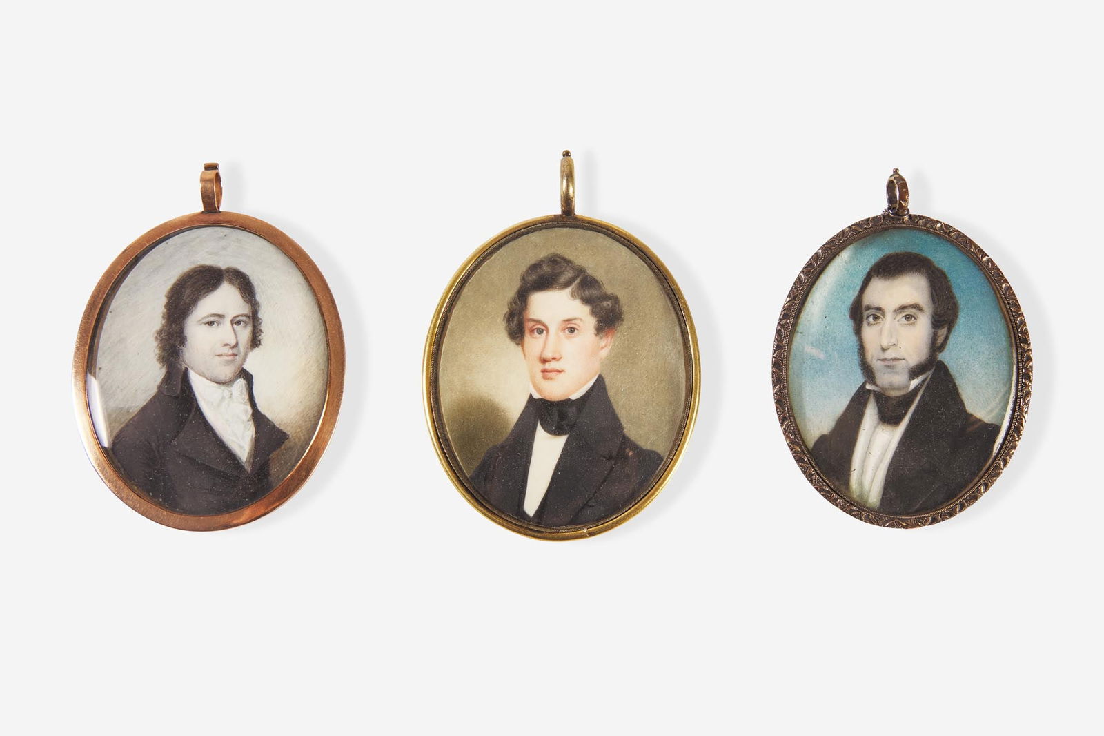 American School 19th century, A Group of Three Portrait Miniatures of Gentlemen, early 19th century (1 of 2)