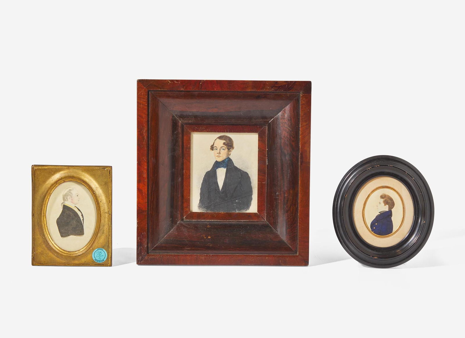 American School 19th century, Three Portrait Miniatures of Young Men (1 of 3)