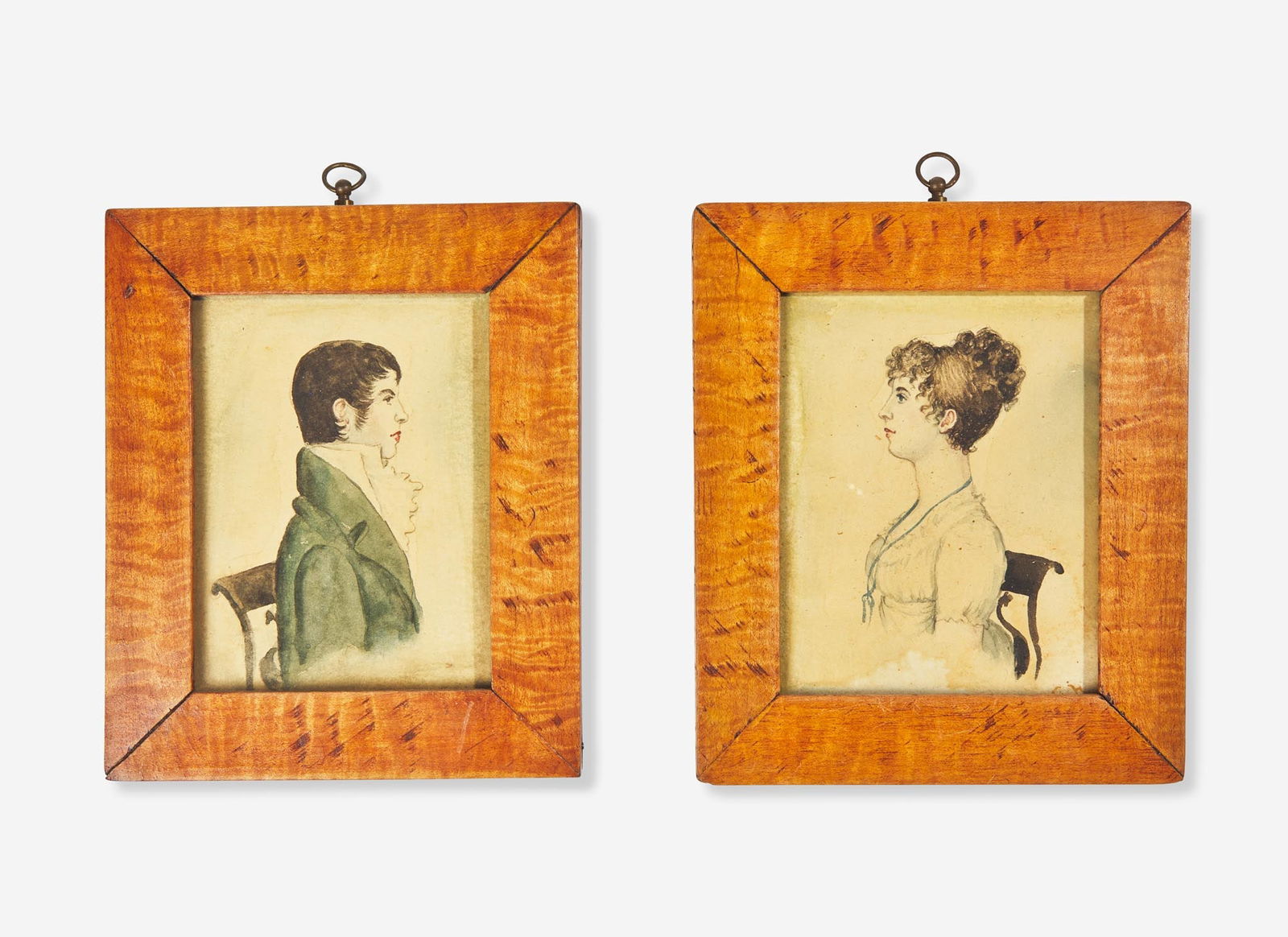 American School 20th century, Pair of Small Profile Portraits: A Seated Young Lady and (1 of 1)