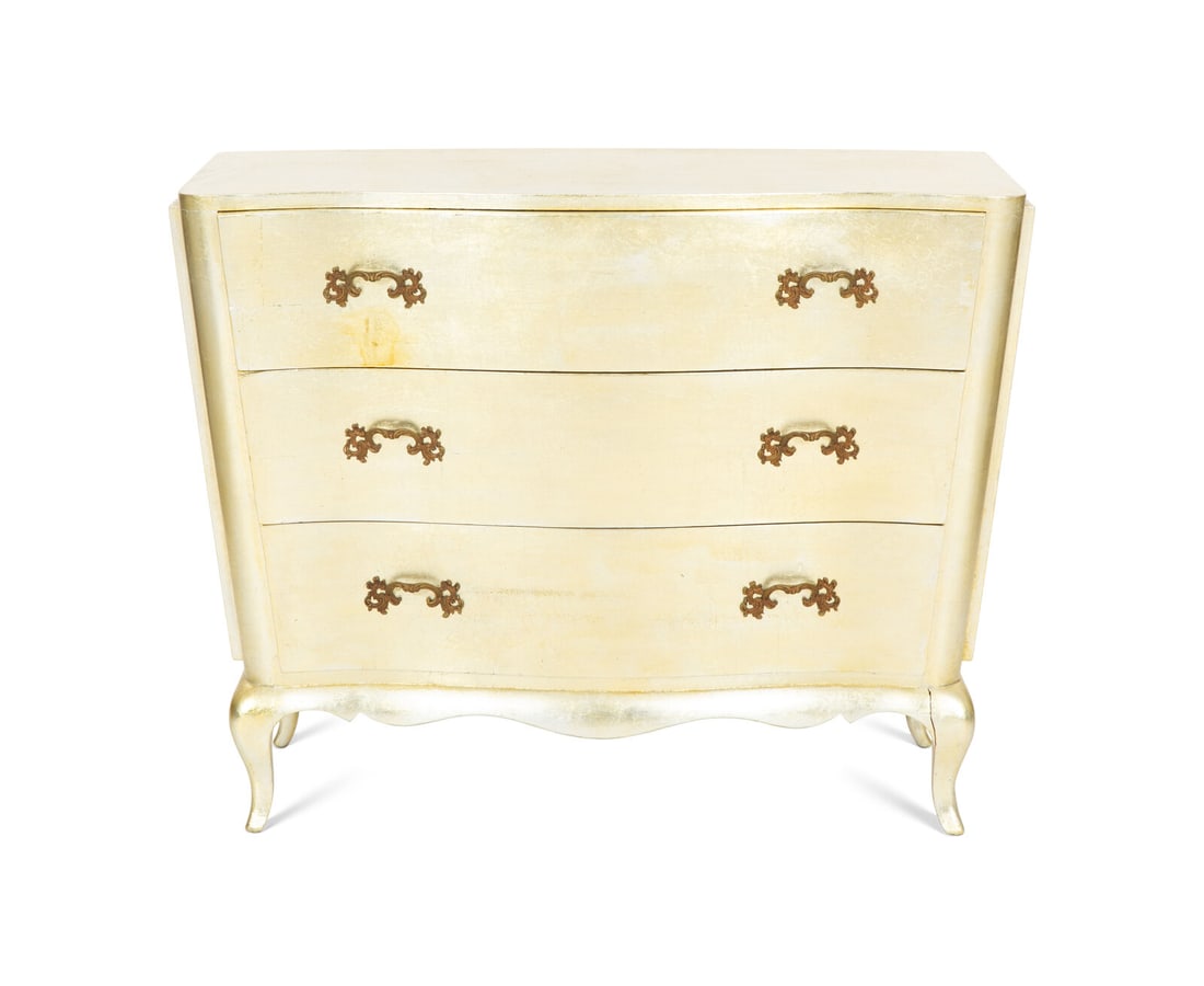 A Louis XV Style Gilt Metal-Mounted Silvered Secretaire Commode: A Louis XV Style Gilt Metal-Mounted Silvered Secretaire Commode Mid 20th Century Height 34 x width 42 x depth 20 inches. This lot is located in Palm Beach. Property from the Collection of William L. B