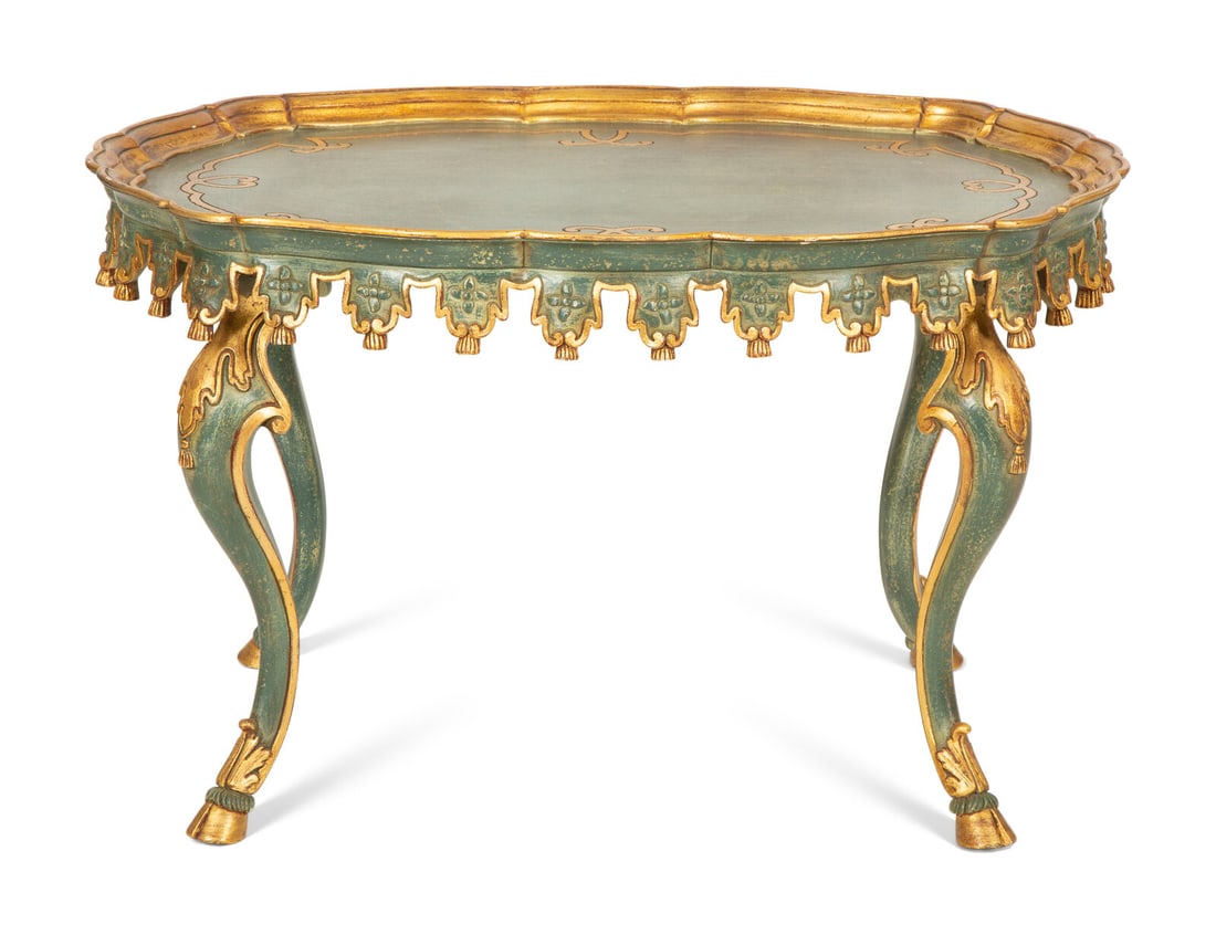 A Venetian Style Green-Painted and Parcel Gilt Tray-Top Low Table (1 of 11)