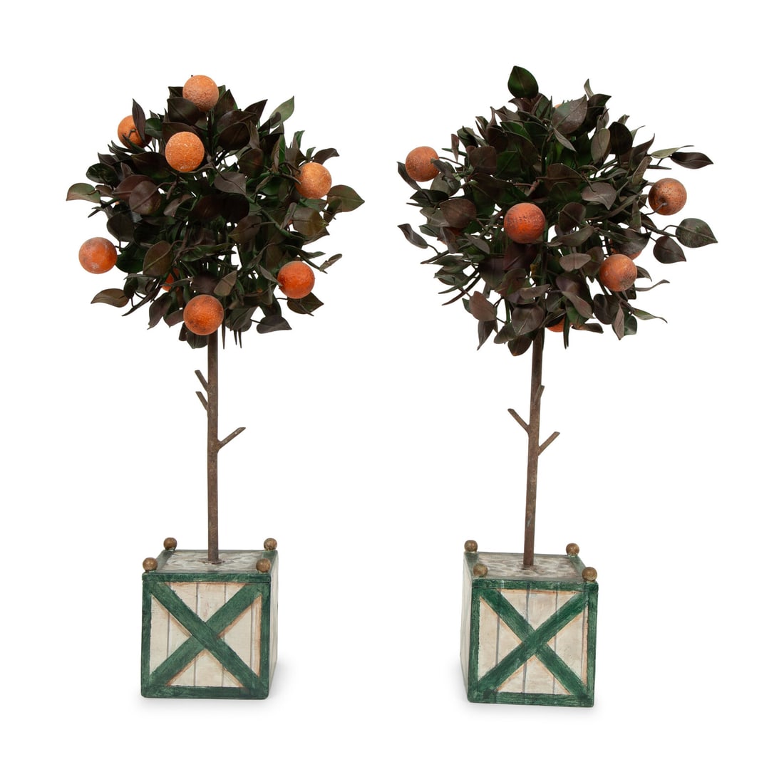 A Pair of Tole Peinte Orange Tree Topiaries (1 of 10)