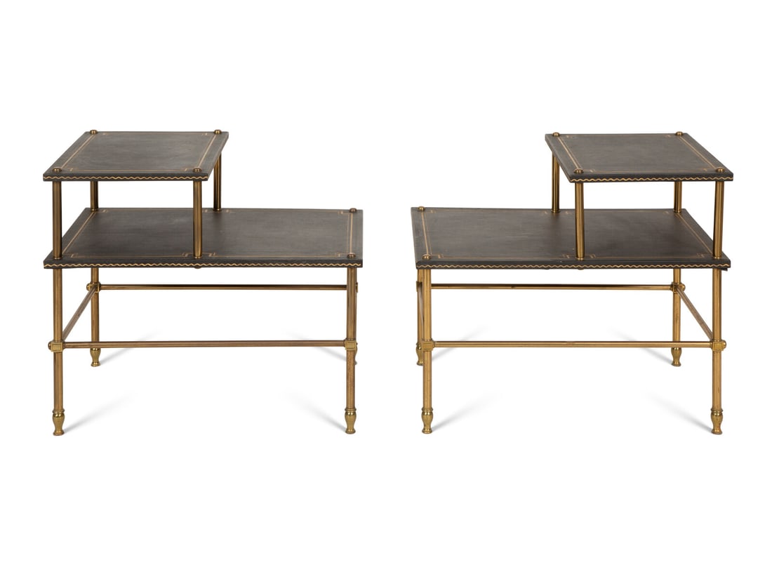 A Pair of Brass and Leather Two-Tier Side Tables (1 of 11)