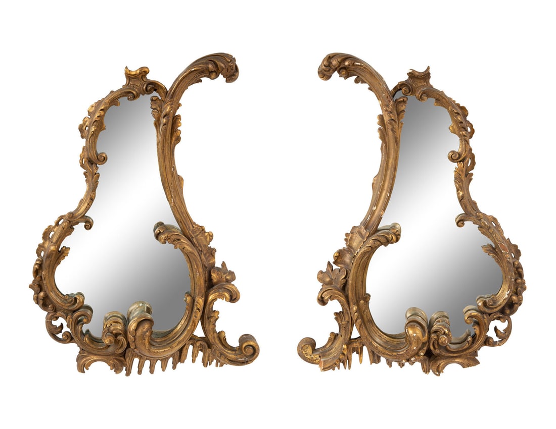 A Pair of Rococo Style Giltwood Mirrors (1 of 3)
