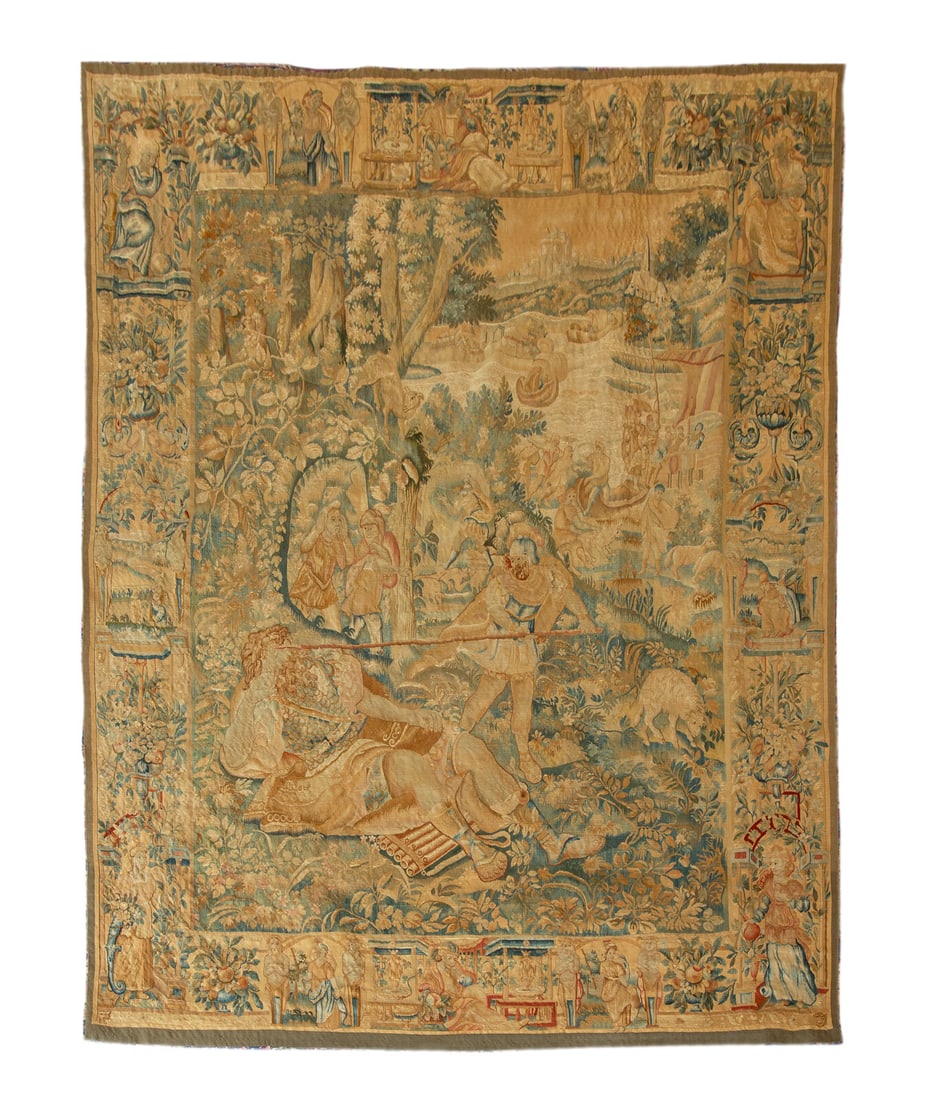 A Flemish Silk and Wool Tapestry Depicting Polyphemus Discovered by Warrior (1 of 3)