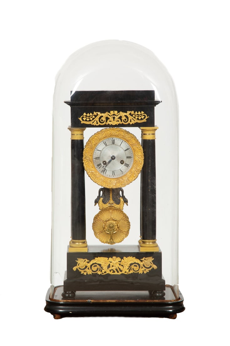 A Charles X Gilt Bronze Mounted Ebonized Portico Clock (1 of 3)