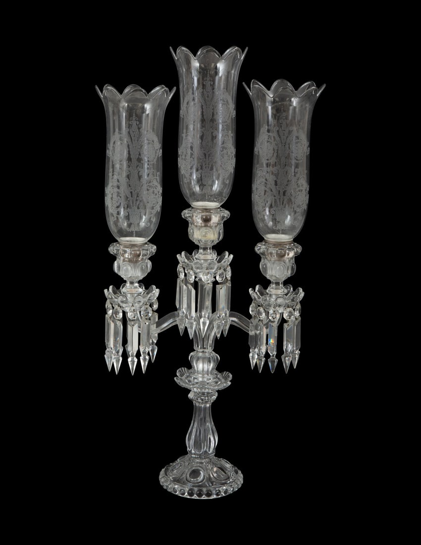 A Baccarat Molded Glass Three-Light Candelabrum (1 of 5)