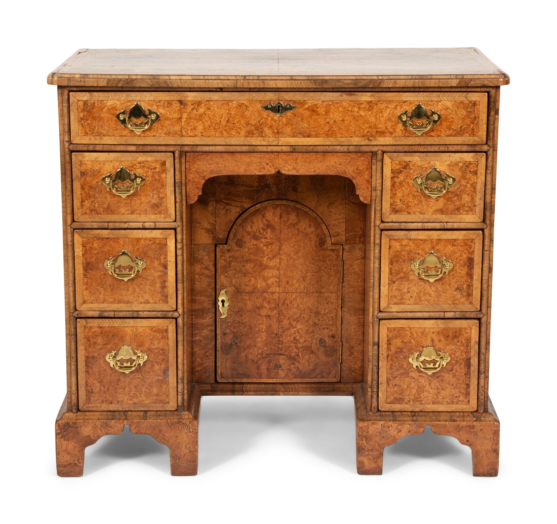 A George II Style Yew and Walnut Kneehole Desk (1 of 5)