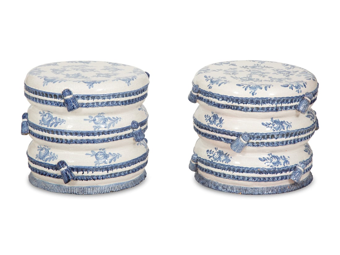 A Pair of Italian Ceramic Garden Seats (1 of 3)