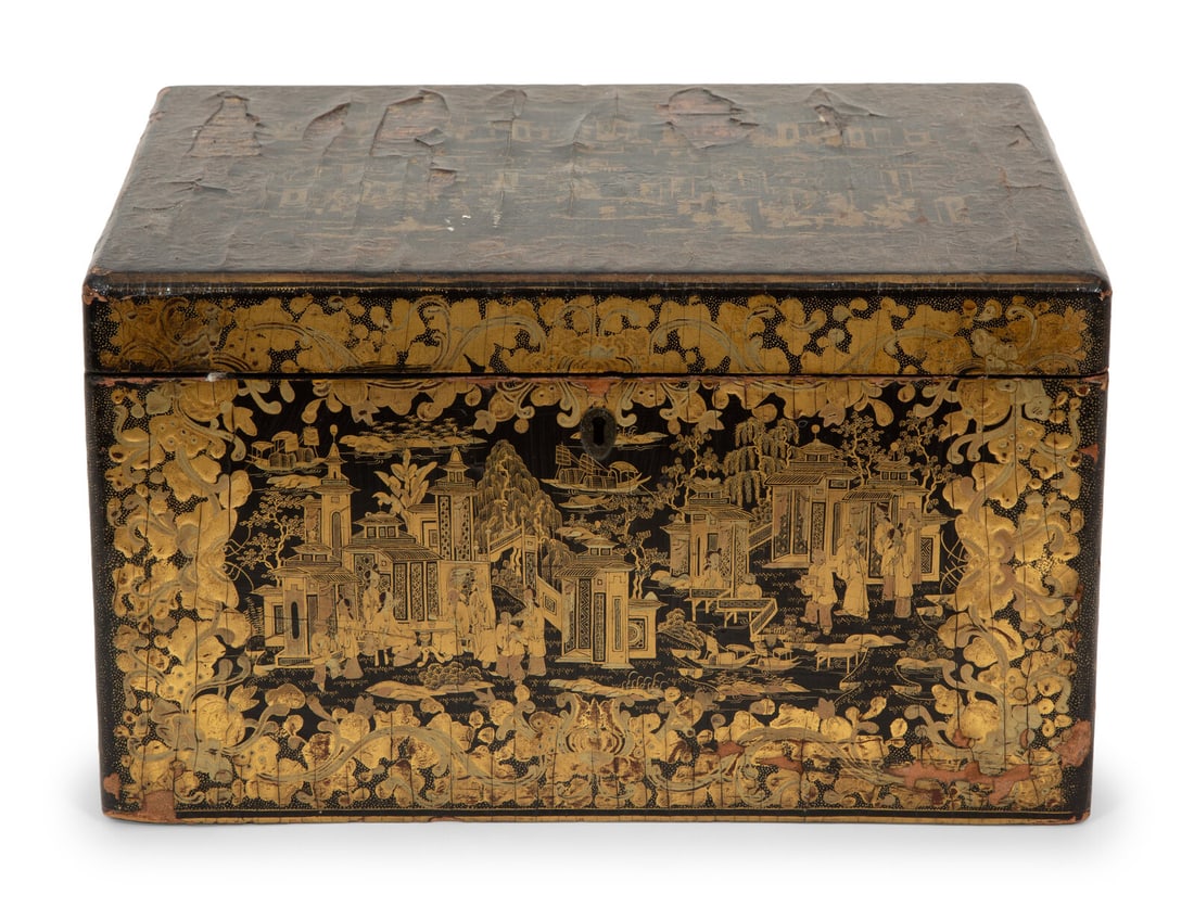 A Chinese Export Lacquered Pigskin Covered Box (1 of 4)
