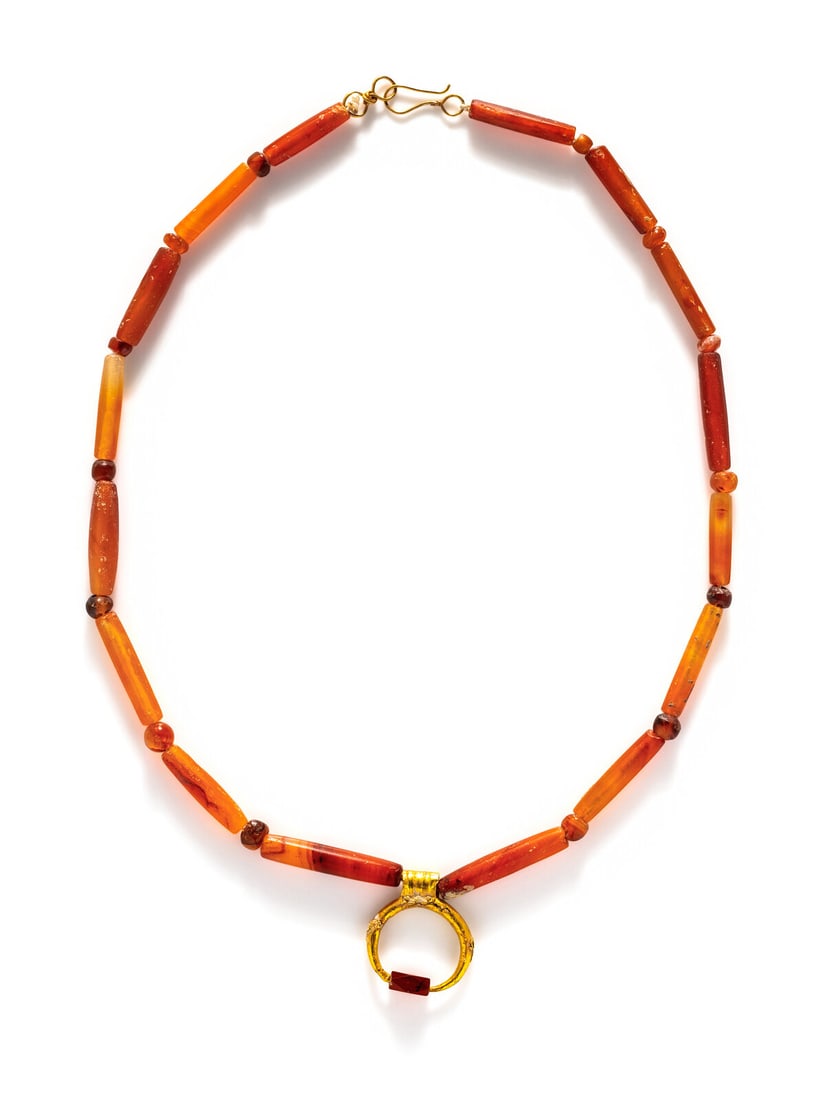 A Canaanite Gold and Carnelian Bead Necklace (1 of 2)