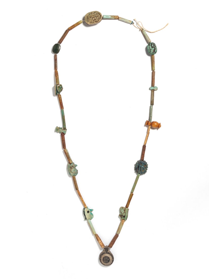 An Egyptian Faience Bead and Amulet Necklace (1 of 6)