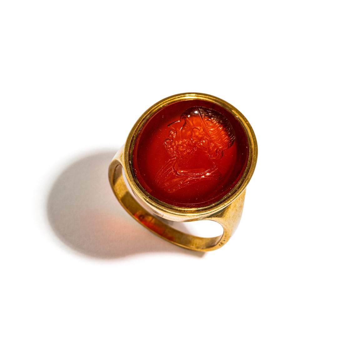 A Neoclassical Gold and Carnelian Finger Ring with the God Dionysos (1 of 4)