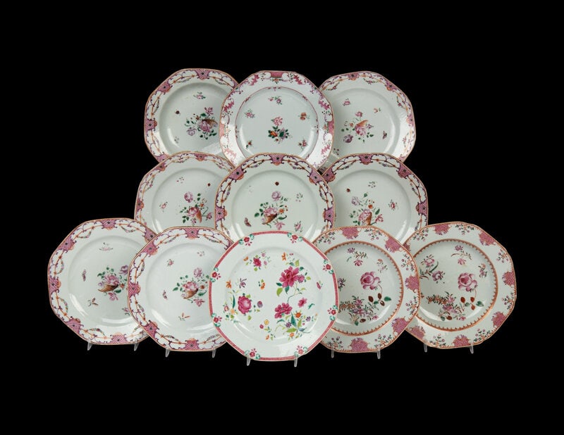 An Assembled Group of Chinese Export Famille Rose Porcelain Dishes (1 of 3)