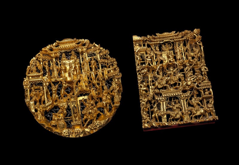 Two Chinese Gilt Wood Panels (1 of 6)