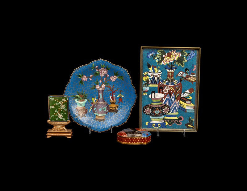 Four Chinese Cloisonné Enamel Articles (1 of 3)