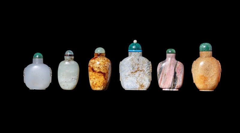 Six Chinese Hardstone Snuff Bottles (1 of 2)