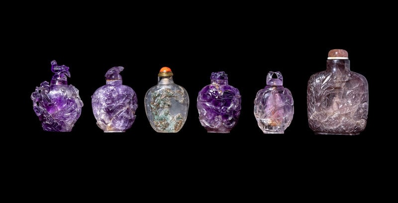 Six Chinese Precious Stone Snuff Bottles (1 of 2)