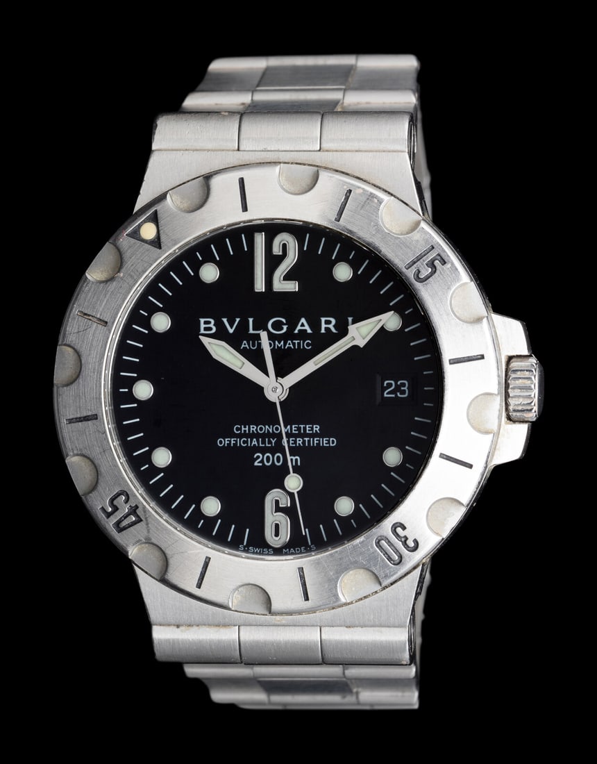 BULGARI, STAINLESS STEEL 'DIAGONO SCUBA' WATCH (1 of 2)