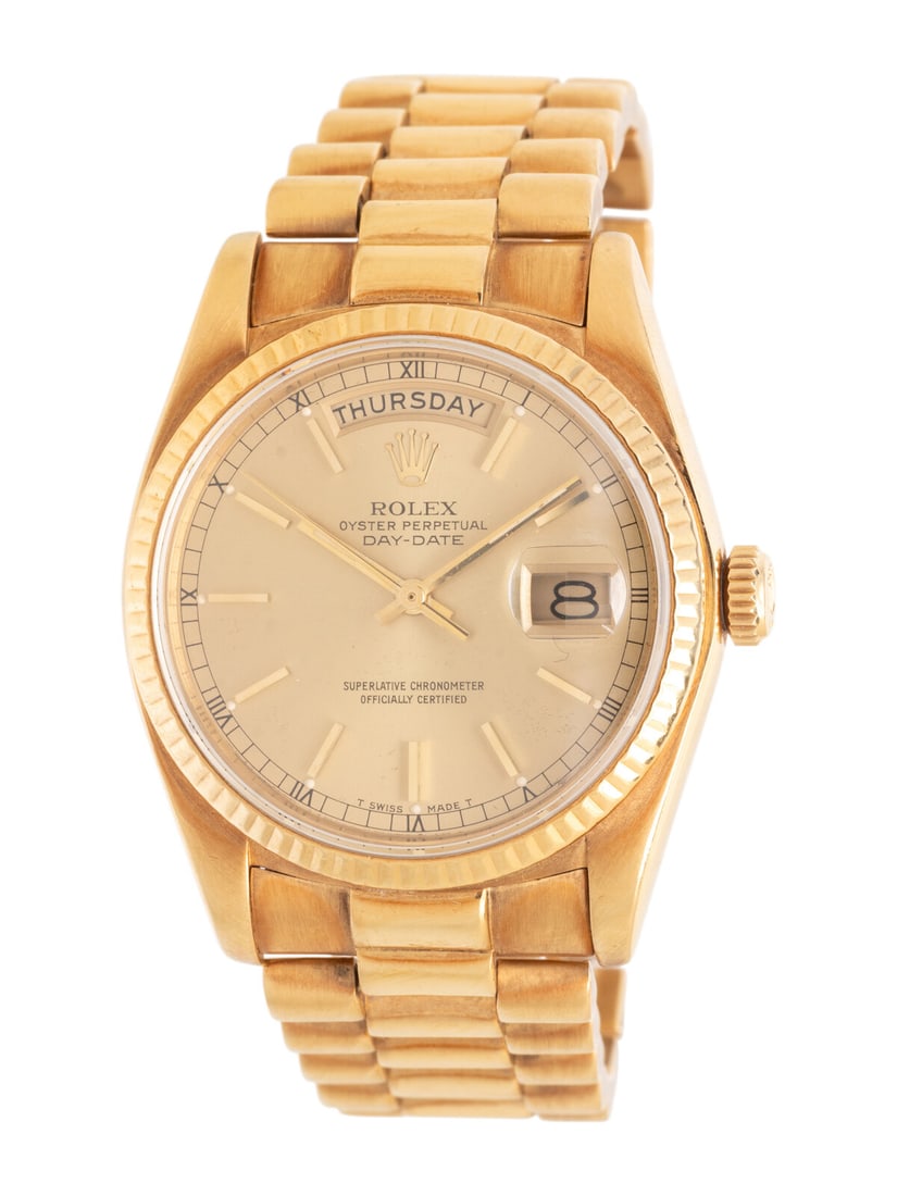 ROLEX, REF. 18038 18K YELLOW GOLD 'DAY-DATE' WATCH (1 of 2)