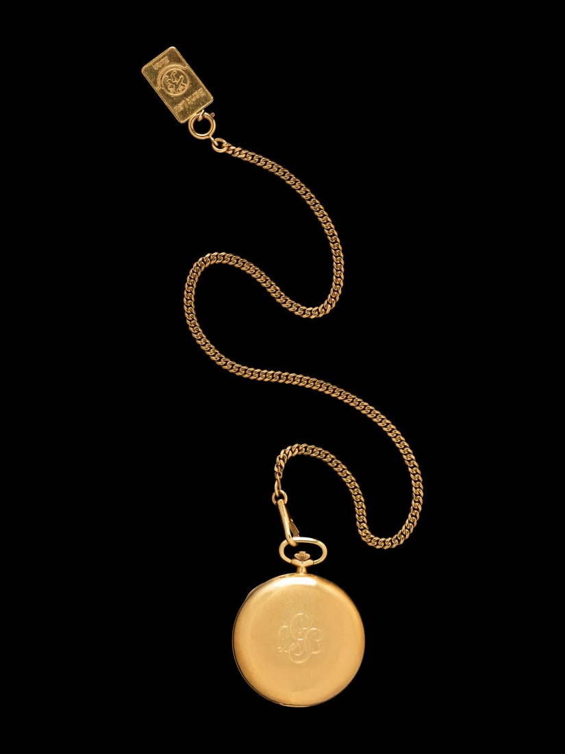 PATEK PHILIPPE, 18K YELLOW GOLD POCKET WATCH WITH CHAIN AND CHARM (1 of 3)