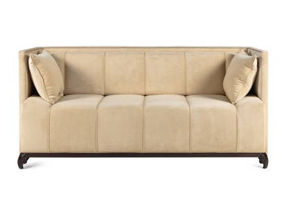 A Custom Velvet-Upholstered Sofa: A Custom Velvet-Upholstered Sofa 20th CenturyHeight 38 1/2 x width 84 x depth 34 inches. This lot is located in Chicago.