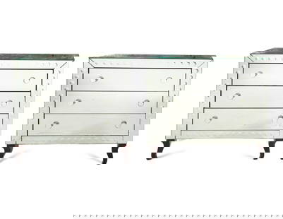 A Pair of Contemporary Mirrored Commodes: A Pair of Contemporary Mirrored Commodes20th CenturyHeight 35 1/4 x width 36 x depth 17 1/4 inches. This lot is located in Palm Beach.Property from the Collection of a Palm Beach LadyConditionGood