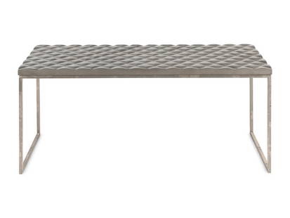 A Custom Silvered Center Table: A Custom Silvered Center Table Height 23 1/2 x width 56 1/4 x depth 20 1/4 inches. This lot is located in Chicago.